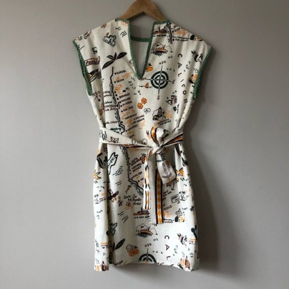 Vintage Dresses & Skirts - Vintage California Map Apron Dress - One of a Kind